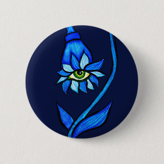 Badge Rond 5 Cm Monstre à fleur d'oeil bleu éffrayant - Art d'horr