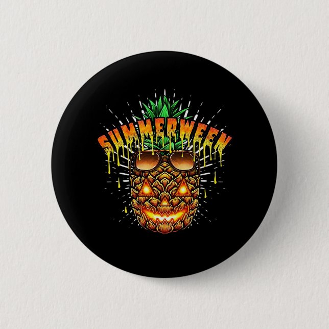 Badge Rond 5 Cm Monstre d'ananas tropical Halloween classique (Devant)