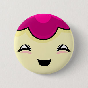 Badge Rond 5 Cm Monstre De Billets Kawaii Rose