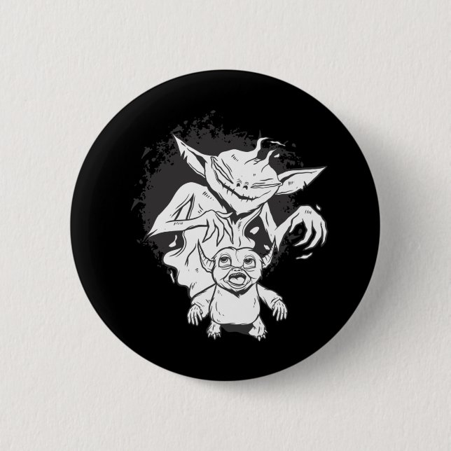 Badge Rond 5 Cm Monstre d'Halloween avec création Déplaisante (Devant)