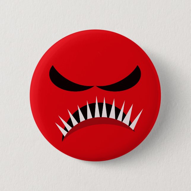 Badge Rond 5 Cm Monstre en colère avec les yeux mal et les dents n (Devant)
