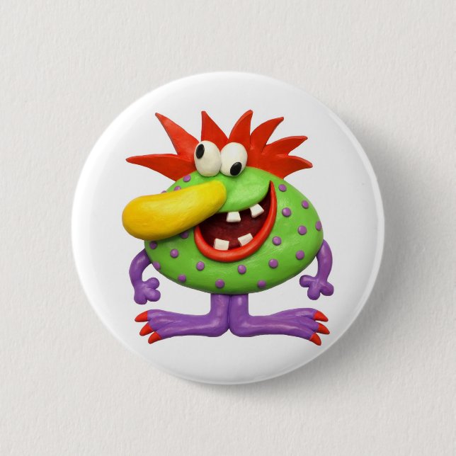 Badge Rond 5 Cm Monstre jaune de nez (Devant)