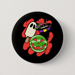 Badge Rond 5 Cm Monstre Tropical à l'Ananas Halloween Classique