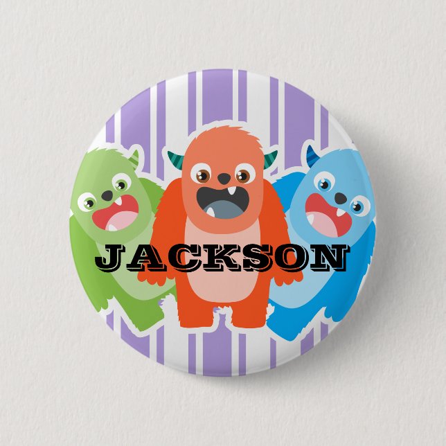 Badge Rond 5 Cm Monstres colorés amusants Enfants personnalisés (Devant)
