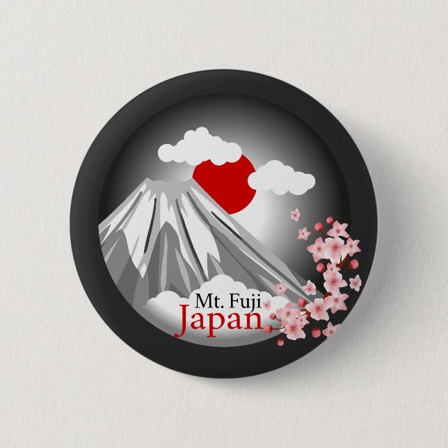Badge Rond 5 Cm Mont Abstrait Fuji Japon (Devant)