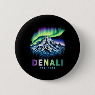 Badge Rond 5 Cm Mont Denali Parc national Denali Montagne Alaska