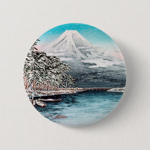 Badge Rond 5 Cm Mont Fuji de Tagonoura, Hiroaki de neige Takahashi
