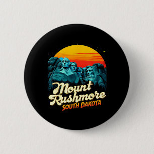 Badge Rond 5 Cm Mont Rushmore Dakota du Sud Badlands d'État Rétro