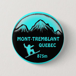 Badge Rond 5 Cm Mont Tremblant Québec bouton d'art turquoise snowb
