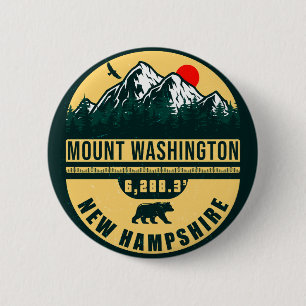 Badge Rond 5 Cm Mont Washington Nh Retro Sunset Souvenirs 60s