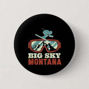 Badge Rond 5 Cm Montagne Des Neiges Montana Ski Vintage Rétro Et S