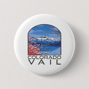Badge Rond 5 Cm Montagne enneigée Vail Colorado Vacances d'hiver S