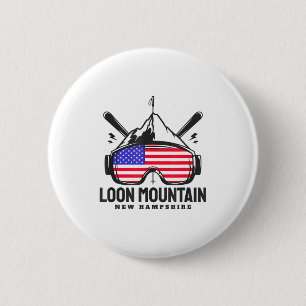 Badge Rond 5 Cm Montagne Loon new hampshire usa ski ski rétro