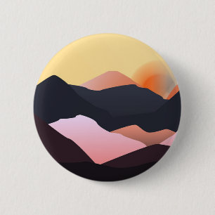 Badge Rond 5 Cm montagne nature imaginaire lune de soleil