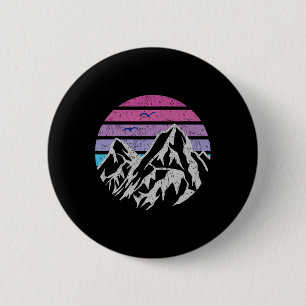 Badge Rond 5 Cm Montagnes Rétro Coucher de Soleil Graphique Vintag