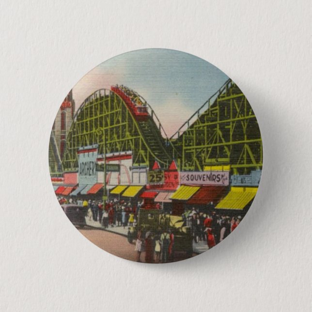 Badge Rond 5 Cm Montagnes russes de tornade - plombs de Coney (Devant)