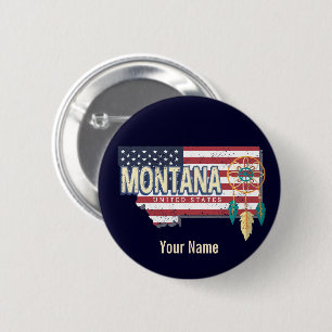 Badge Rond 5 Cm Montana États-Unis Retro State Map Vintage USA