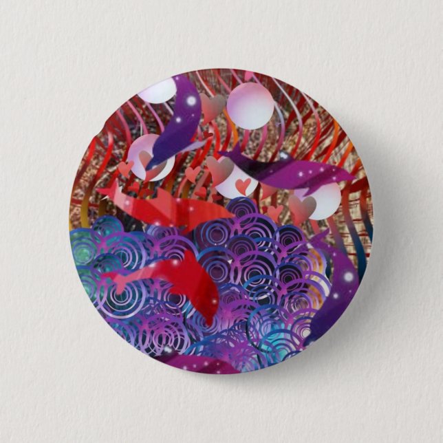 Badge Rond 5 Cm Monte des vagues (Devant)