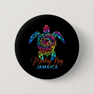Badge Rond 5 Cm Montego Bay Jamaïque Tortue de mer Famille Vacance