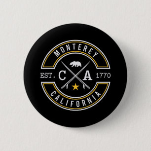Badge Rond 5 Cm Monterey Californie Ca Rétro Surfeur Bord de Plage