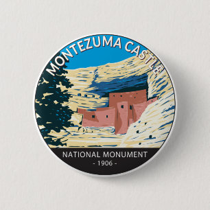 Badge Rond 5 Cm Montezuma Castle National Monument Arizona Vintage