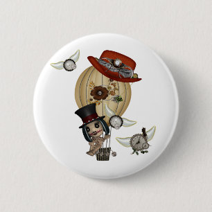 Badge Rond 5 Cm montgolfière gothique laveau vapeur art