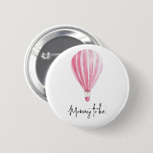 Badge Rond 5 Cm Montgolfière rose Maman en devenir