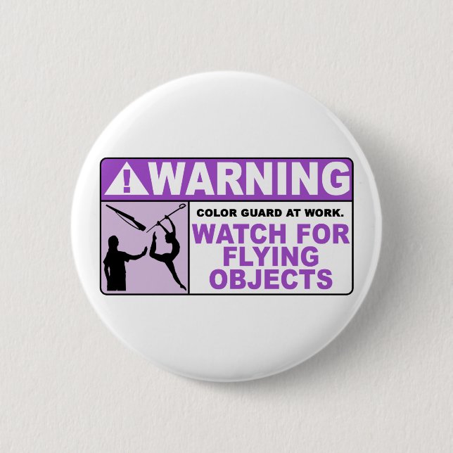 Badge Rond 5 Cm Montre D'AVERTISSEMENT pour les objets volants ! (Devant)