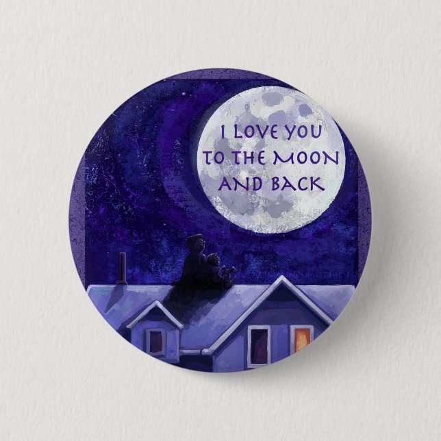 Badge Rond 5 Cm Montre Lune (Devant)