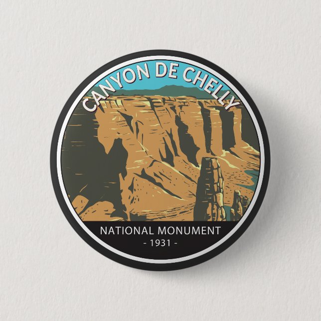 Badge Rond 5 Cm Monument National du Canyon De Chelly Cercle Vinta (Devant)