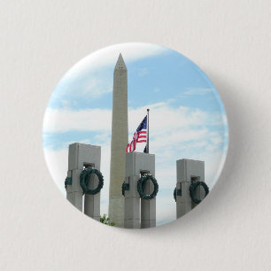 Badge Rond 5 Cm Monument Washington et mémorial de la Seconde Guer
