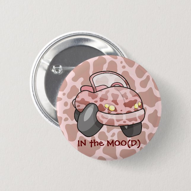 Badge Rond 5 Cm Moo Car (Devant & derrière)