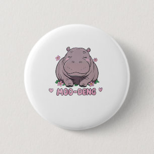 Badge Rond 5 Cm Moo-Deng Le fameux mou bébé Hippopotamus en thaï