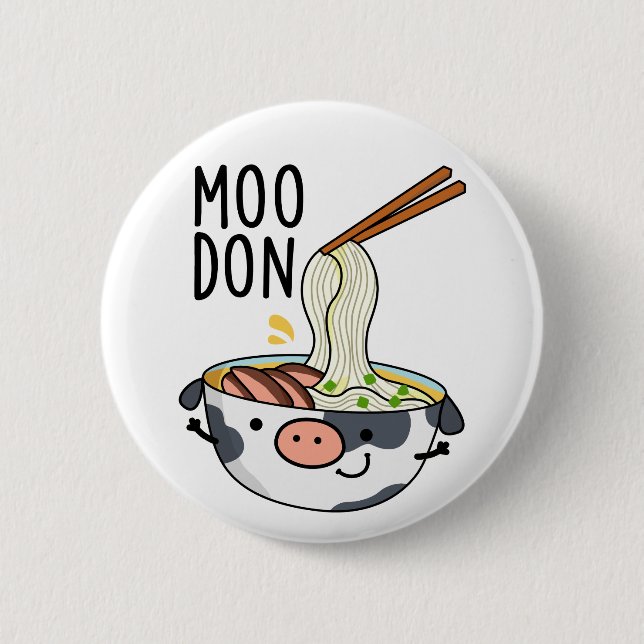 Badge Rond 5 Cm Moo-don Funny Udon Pun (Devant)
