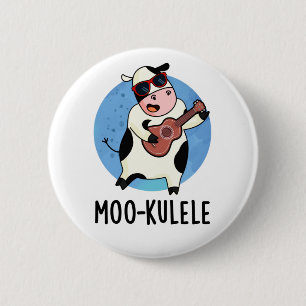Badge Rond 5 Cm Moo-kulele Funny Ukulele Cow Pun