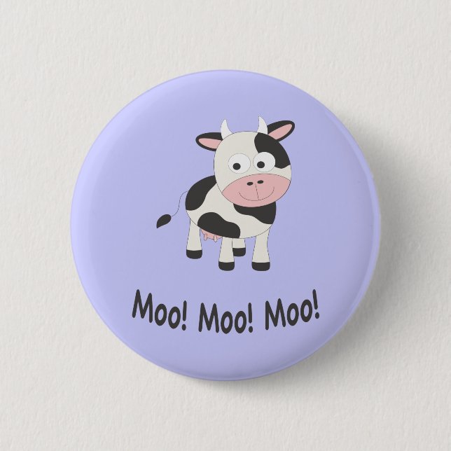 Badge Rond 5 Cm Moo Moo Moo Cute Cartoon Vache (Devant)