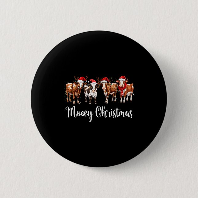 Badge Rond 5 Cm Mooey Christmas Cowgirl Xmas Funny Western Christm (Devant)