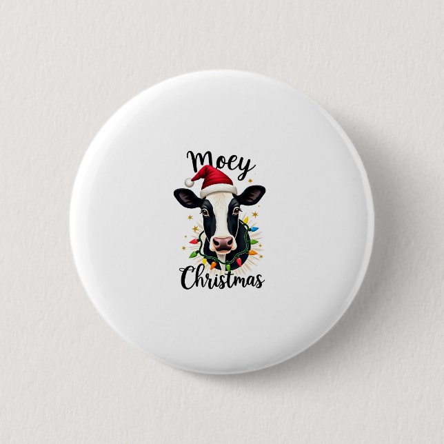Badge Rond 5 Cm Mooey Christmas Santa Christmas Lights Cow Lovers  (Devant)