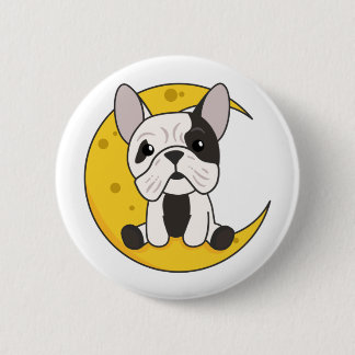 Badge Rond 5 Cm Moon Bulldog mignonette Animaux pour les enfants à