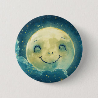 Badge Rond 5 Cm Moon Face Button Pin