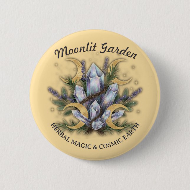 Badge Rond 5 Cm Moonlit Garden Crystal Bouquet • Herbal Magic (Devant)