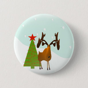 Badge Rond 5 Cm Moose de Noël