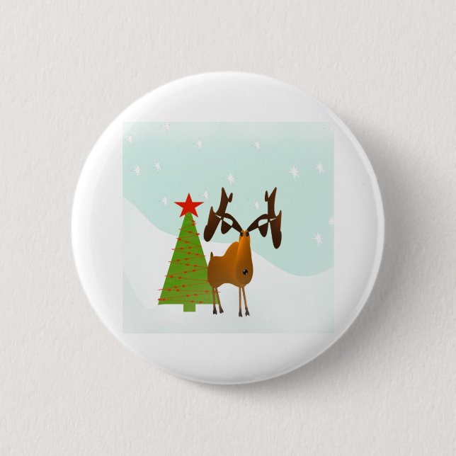 Badge Rond 5 Cm Moose de Noël (Devant)