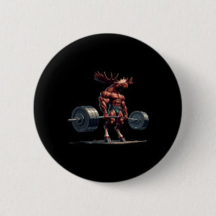Badge Rond 5 Cm Moose DeadLevant Gymnase Humour Poids Fitness