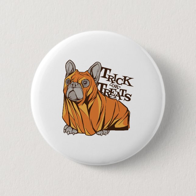 Badge Rond 5 Cm Mops d'Halloween (Devant)