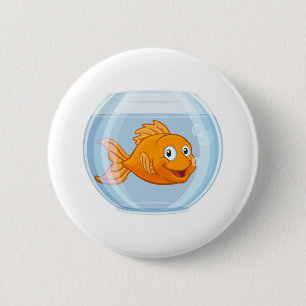 Badge Rond 5 Cm Morceau de caricature de Gold Fish Bowl Cute