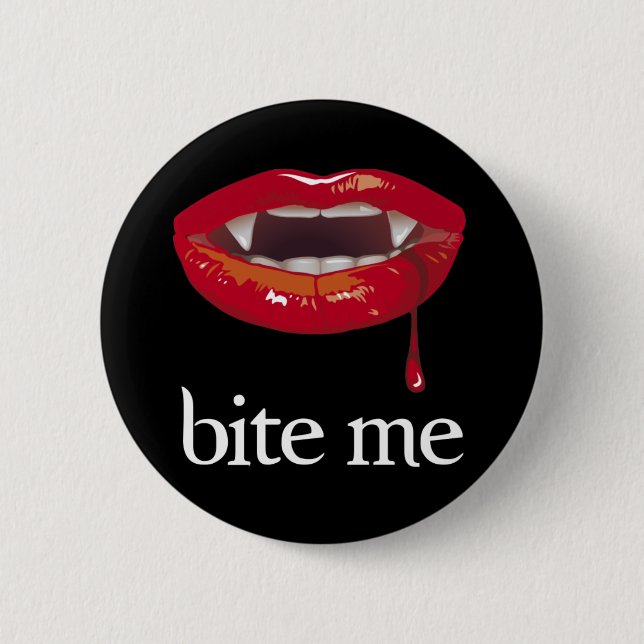Badge Rond 5 Cm Mordez-moi bouton de vampire (Devant)