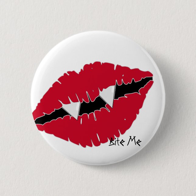 Badge Rond 5 Cm Mordez-moi les crocs rouges des lèvres n (Devant)