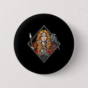 Badge Rond 5 Cm Morrigan Déesse Mythologie Celtique Pagan Deity Of