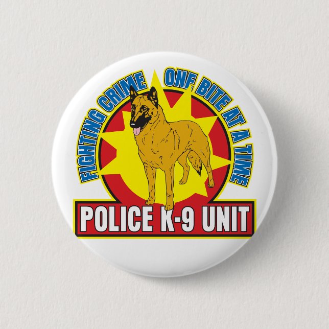 Badge Rond 5 Cm Morsure de Malinois du Belge K9 (Devant)